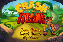 Crash of the Titans title screen for GameBoy Advance